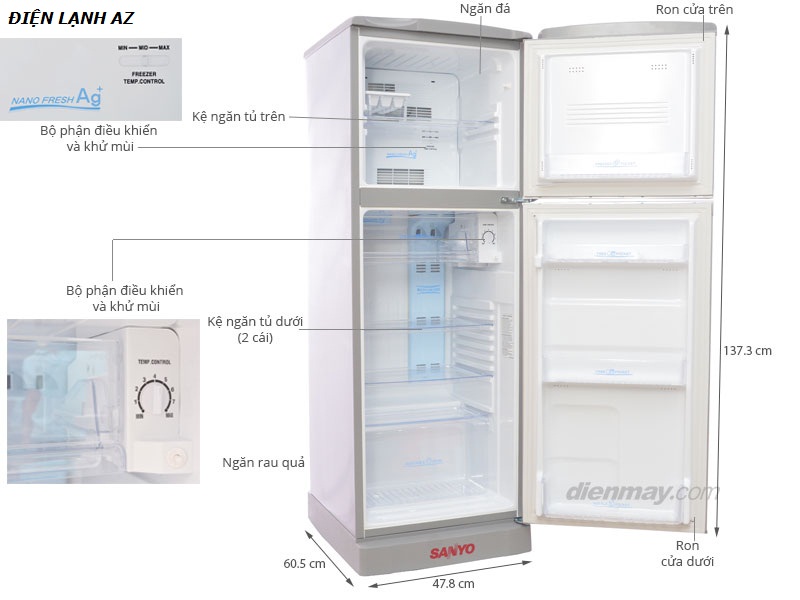Kích Thước Các Dòng Tủ Lạnh 2 Cánh Side By Side, Hitachi, Samsung